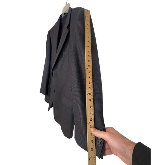 Pronto Uomo Mens 50L Plaid Wool Blazer 2 Button Big&Tall Dinner Jacket Navy Blue - Picture 8 of 8